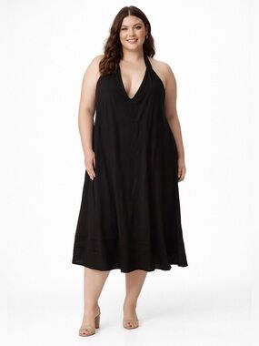 Terra & Sky Elegant Black Summer Dress